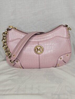 Metrocity Pink Alligator-embossed Shoulder Bag